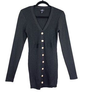 Privy Midi Dress Black Knit Longline With Gold Button Details Size M Womens